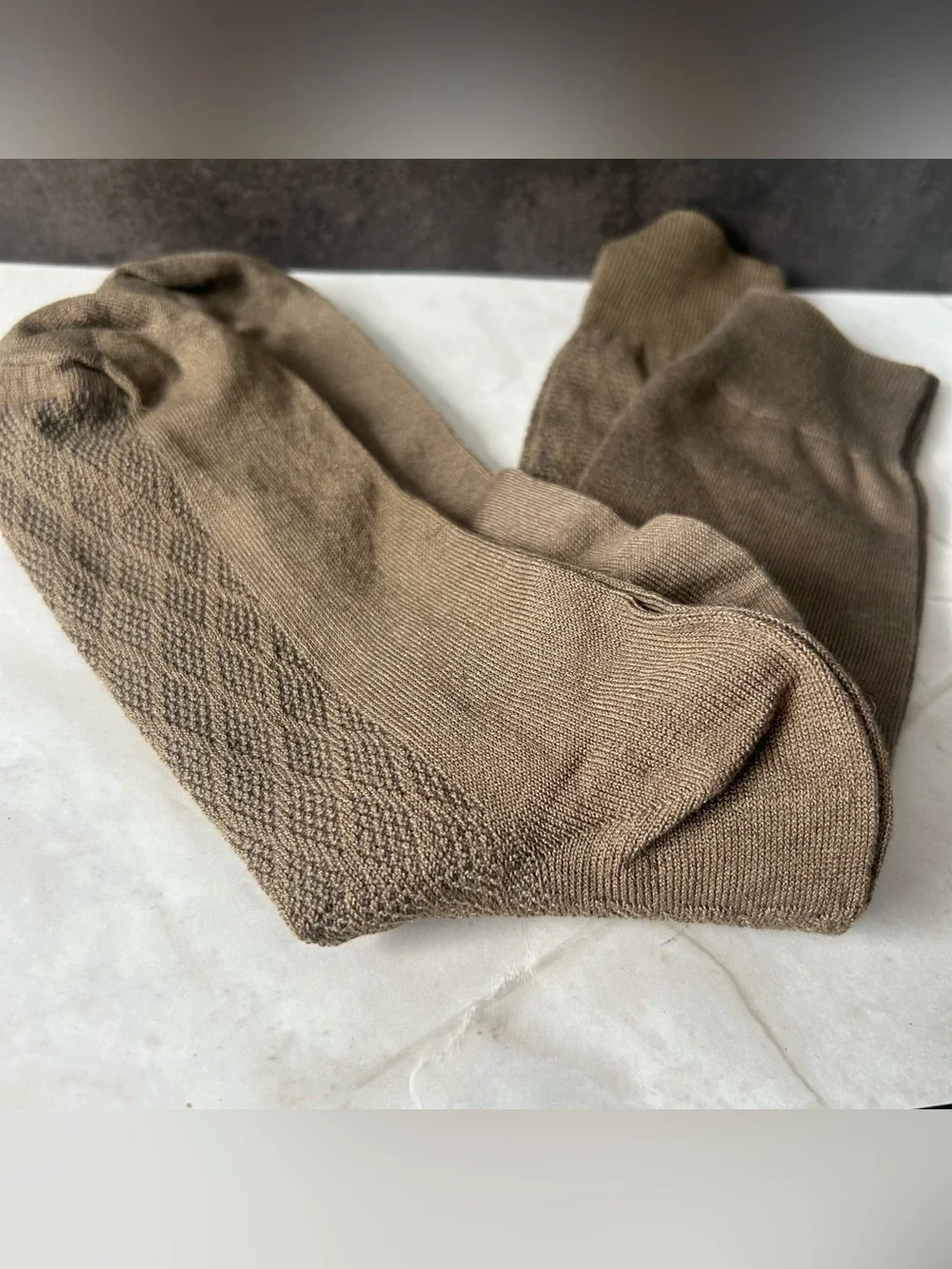Men's Brown Textured Crew Socks 2 Pairs